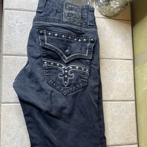 Men’s rock revival jean shorts size 34 color black